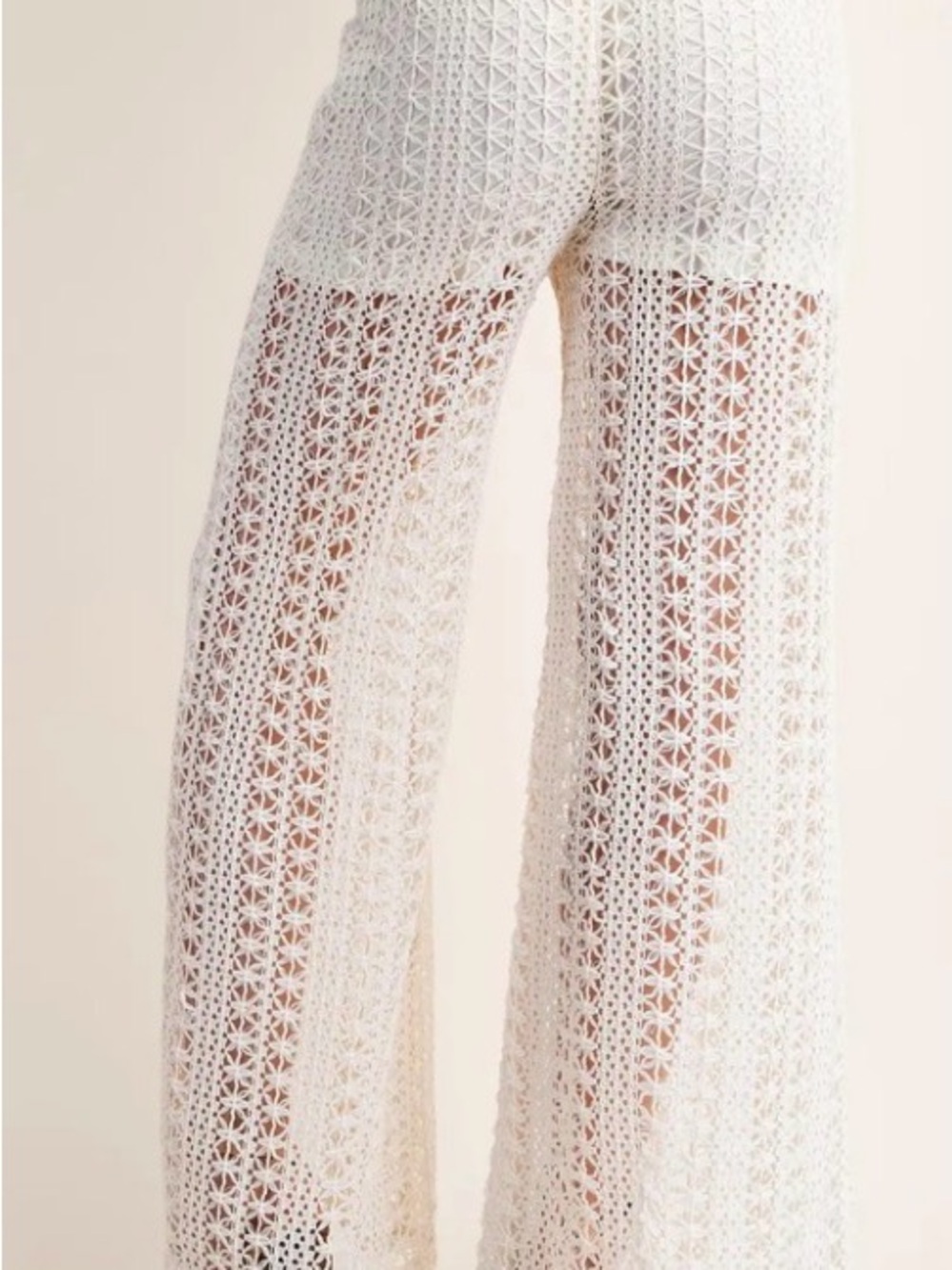 Gigio Airy summer knit pants cream large NEW - Picture 4 of 5